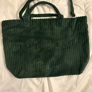Hunter Green Fleece Tote Bag -NWT